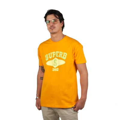 Image of Superb University SPRBCA 2201 Mens short sleeve round neck T shirt Yellow Cotton Size X Large