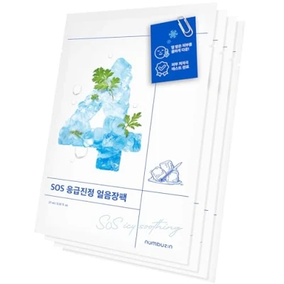 Image of numbuzin No.4 Icy Soothing Sheet Mask Instant Cooling, Hydrating Face with Tea Tree Extract, Bergamot Leaf Extract Soothes, Relieves Heated Skin Non Sticky Essence Korean Skincare