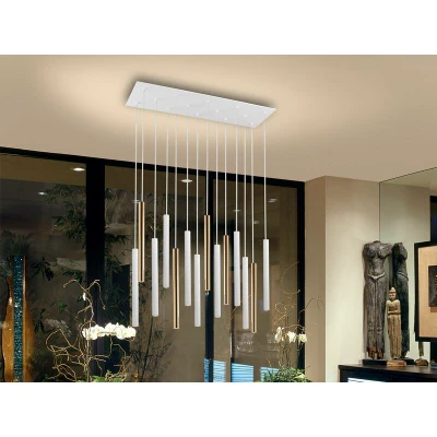 Image of Varas Integrated LED 14 Light Dimmable Cluster Drop Ceiling Pendant Matt White, Gold
