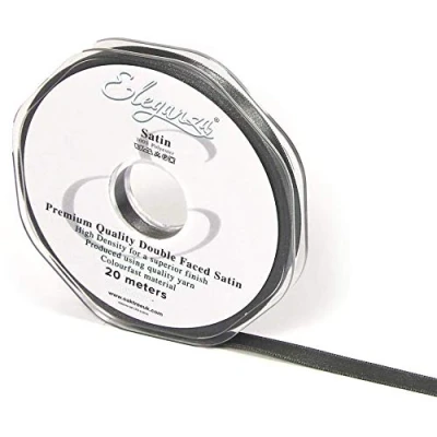 Image of Eleganza Double Faced Satin Ribbon 6mm x 20m Graphite