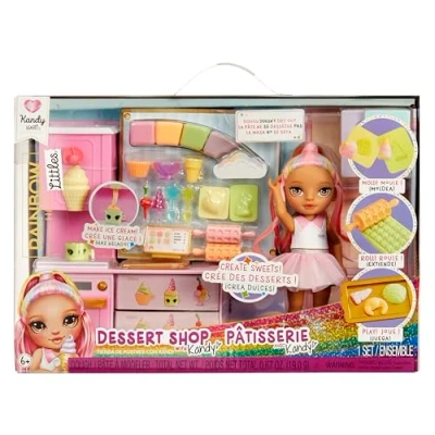 Image of Rainbow High Littles Dessert Shop with Kandy Playset Comes a Small 14 cm Pink Doll, Make Ice Cream and Sweets, For Children Ages 4+