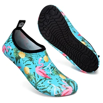 Image of Swim Water Shoes Socks Barefoot Protecting for Sea Beach Swimming Pool Men WomenBlue Flamingo 4.5/5.5 UK (EU 37/38, Asian 38/39)