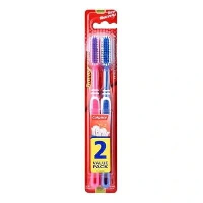 Image of Pack of 12 Colgate Double Action Toothbrushes Medium 18 cm