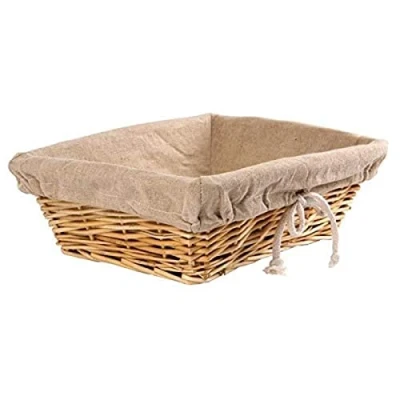 Image of Olympia Rectangular Wicker Basket with Removable Liner, Brown, Material: Wicker, Size: 95(H)x 315(W)x 230(L)mm, Bread &amp; Pastries Display Basket, Commercial Buffet Home Use, U746