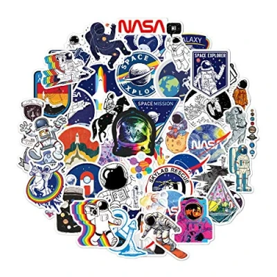 Image of NASA Stickers 50 Pcs, Space Exporer Astronaut Galaxy Vinyl Decals for Laptop Skateboard Suitcase Water Bottle MacBook Bike (Space A)