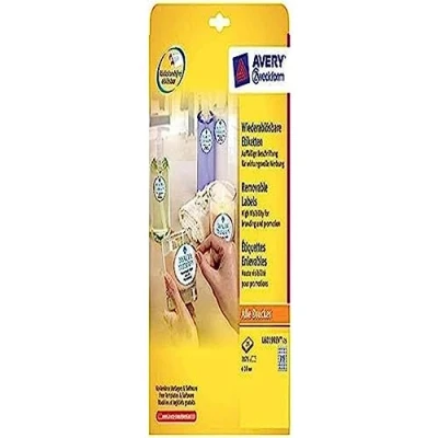 Image of Avery Zweckform L6019REV 25 Removable Labels Round for Numbering or as Inscribable Marking Points, Diameter 10 mm Sheets