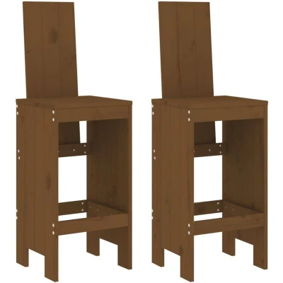Image of vidaXL Bar Stools 2 pcs Honey Brown 40x42x120 cm Solid Wood Pine