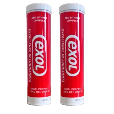 Image of Exol Red Lithium Complex Grease 400g Cartridge Pack of 2 High Pressure &amp; Temperature Lubricant Heavy Duty Multipurpose for Automotive, Agricultural, and Industrial Applications