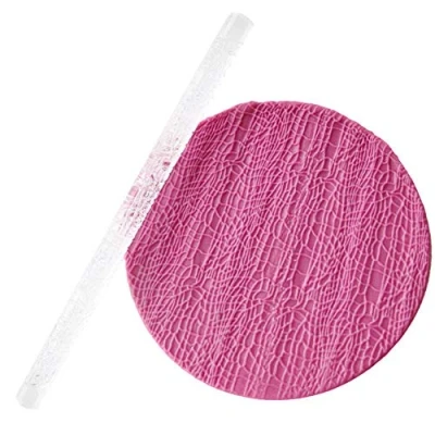 Image of Transparent Acrylic Embossing Dough Rolling Pin, Non Stick Baking Stick, Roller for Sugar Fondant Cupcake Cake Paste Decoration Pastry Craft Tool