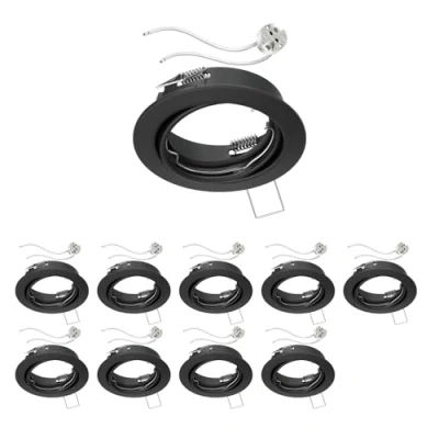 Image of ledscom.de 10 Pieces Ceiling recessed Frame Fere Black matt swivelling (LED/Halogen/MR16/50mm) incl. GU5.3 Socket