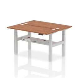 Image of Air B2B 1400x600mm Height Adjustable 2P Bench Desk CP Walnut/Silver
