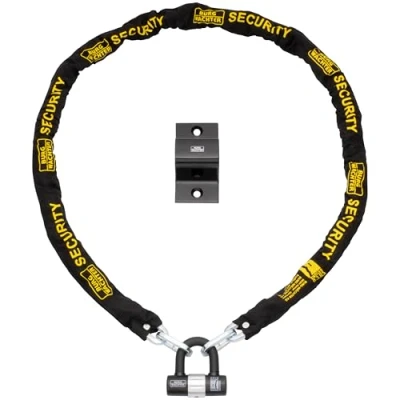 Image of Burg Wachter 2M Sold Secure Gold Bike Chain, Lock and Ground Anchor Kit,Black