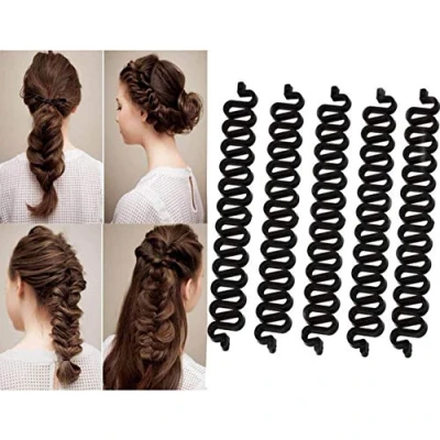 Image of VASANA 5PCS Black Fashion French Hair Styling Clip Stick Bun Maker Twist Plait Braider Braiding Tool Roller DIY Accessories for Women Girls