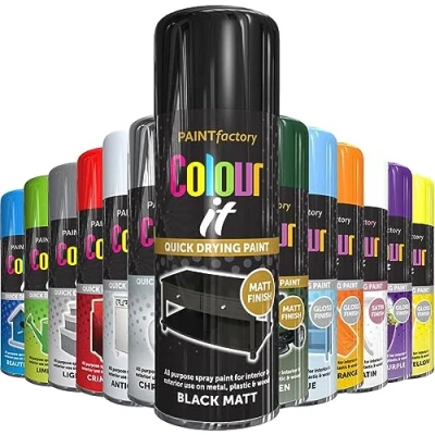 Image of AlezyB 1 x Black Matt All Purpose Spray Paint 400ml Professional Quality and Fantastic Finish, Interior, Exterior, Household Multipurpose for Metal Plastic Wood Glass