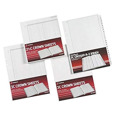 Image of Rexel Twinlock Crown 3C Refill Sheets Double Cash Ledger (Pack of 100 Sheets)