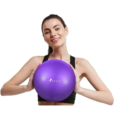 Image of ROMIX 9 Inch Pilates Ball, 23cm Soft Anti burst Mini Exercise slip Inflatable Small Fitness Ball for Adults Strength Training Stability Physio Therapy Balance Yoga Home Gym Workout Purple