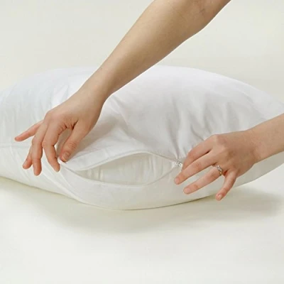 Image of The Bettersleep Company Anti Allergy 100% Cotton Zipped Pillow Protector Pair Fully Encased