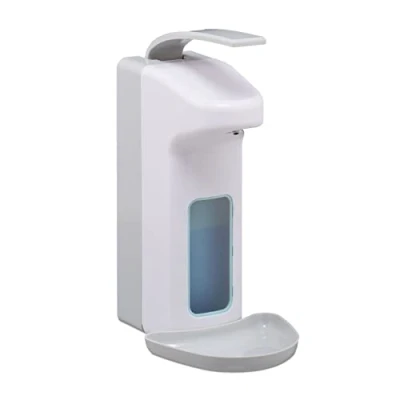 Image of Relaxdays Soap Dispenser, 1000 ml, Drip Tray, Lever, Sanitizer Container, Wall Mount, Hygienic, ABS, White Gray, 1 Piece
