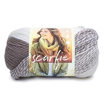 Image of Lion Brand Yarn 78 Percent Acrylic 22 Wool Scarfie Yarn, Cream/Taupe,23.59 x 12.79 13.43 cm