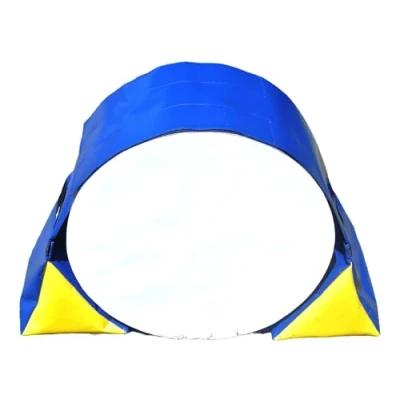 Image of Church Products UK Dog Agility Training Tunnel Sandbags Adjustable (60cm 80cm) Indoor Outdoor Apparatus UV PVC (Blue/Yellow) *Tunnel Not Included*
