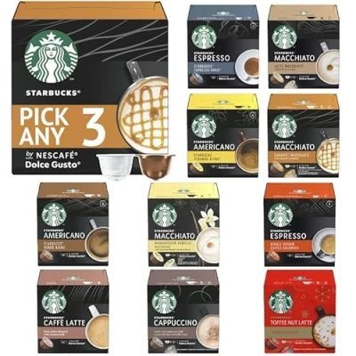 Image of Starbucks Coffee Pods by Nescafe Dolce Gusto Pick Any 3 Packs from 7 Blends Including: Latte, Cappuccino, Espresso, Caramel, Grande and Many More
