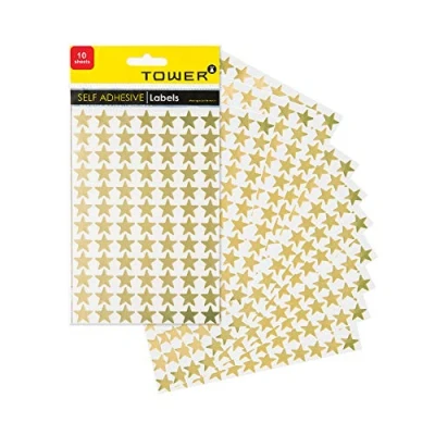 Image of Tower Gold Star Reward Sticker Sheets 840 Stickers in 14mm Diameter for Rewarding Kids, Decoration &amp; Scrapbooking