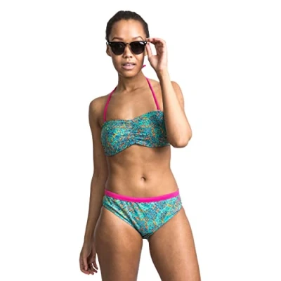 Image of Trespass Women Linear Bikini Top with Removable Pads &amp; Neck Ties for Ladies/ Women/ Adults Pool/ Beach/ Holiday/ Diving/ Swimming Pink Lady Print, XL