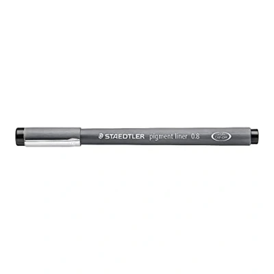 Image of STAEDTLER 308 08 9 Pigment Liner Fineliner Pen for Writing &amp; Technical Drawing Black, 0.8mm (Box of 10)