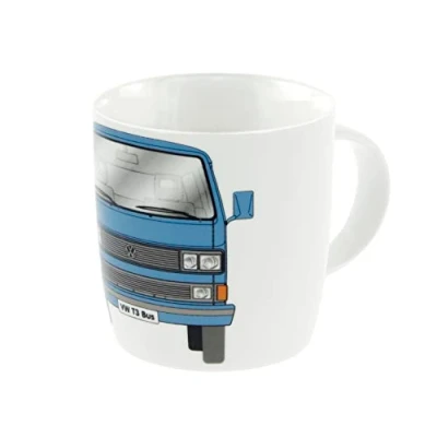 Image of BRISA VW Collection Volkswagen Large Ceramic Coffee Tea Cappuccino Mug Cup in T3 Bus Vanagon Design (Classic Bus/Blue)