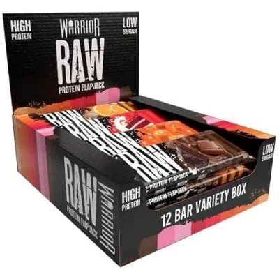 Image of Warrior Raw Protein Flapjacks 12 Bars x 75g Each Packed with 20g of Low Sugar, High in Fibre (Variety Box)