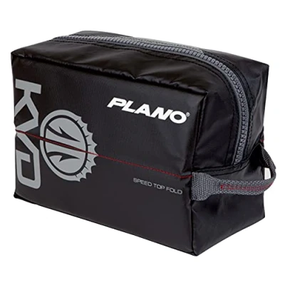 Image of Plano KVD Wormfile Signature Series Speedbag, Small, Black TPE Coated Fabric with Red Interior, Water Resistant Soft Fishing Storage for Baits &amp; Worms