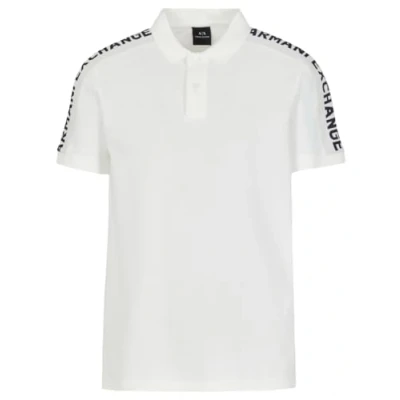 Image of Armani Exchange Men&#039;s Short Sleeve Jacquard Logo Polo Shirt, Off White, XL