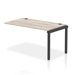 Image of Impulse Bench Single Row Ext Kit 1400 Black Frame Desk Grey Oak