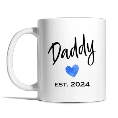 Image of Risk A Designs Daddy Est 2024 Mug, to be Expectant dad Gift, New Parent Mens Son Husband Gift