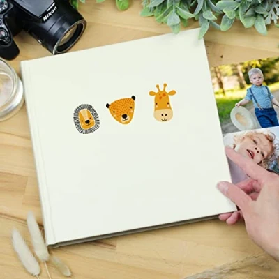 Image of Scandi Safari Animals Square Hardback 6x4 Photo Album (Holds up to 120 photos)