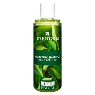 Image of Orientana Natural Hair Shampoo Neem &amp; Green Tea Vegan Sulphate Free Anti Dandruff Loss Cleansing Volumizing Hydrating Itchy Scalp Antibacterial Oily 210ml