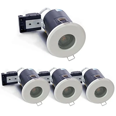 Image of 4XSweier 90 Minute Fire Rated LED Downlights, IP65 Waterproof Bathroom Ceiling Spotlight,230V GU10 Downlight （Bulb not Included） (White, Set of 4)