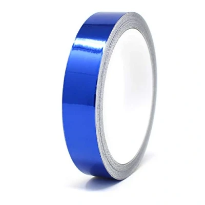 Image of 8.5 Metre Shiny Decorative Strips Car Motorcycle Boat Model Making Silver Chrome Finest Folia Side Adhesive (Chrome Blue, 20 mm Width)