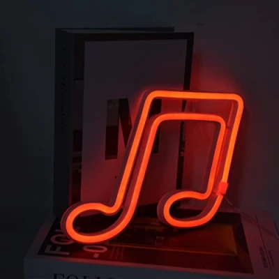 Image of Neon Light Sign Lamp, Musical Note Led Music Night Concert Wall Lamp Party Hanging for Bar Room Decor(Red)