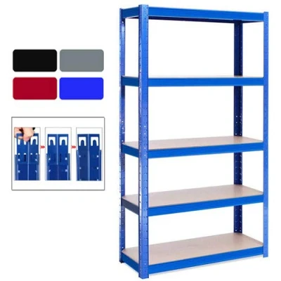 Image of Shelves for Storage, Garage Racking Shelving Unit, 5 Tier Heavy Duty Shelf Unit Shed Warehouse Workshop Garden, H 150 x W 70 D 30 Cm, Black, Metal &amp; MDF Boltless Assembly System