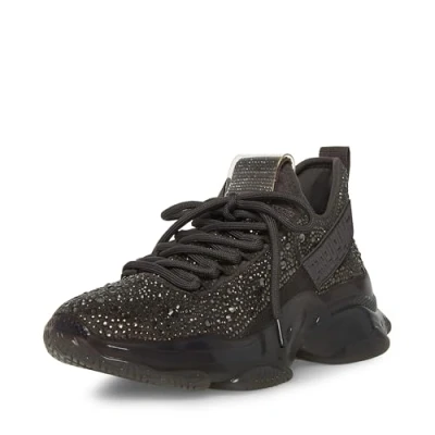Image of Steve Madden Women&#039;s Maxima Sneaker, Charcoal Rhinestone, 4.5 UK