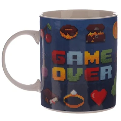 Image of Puckator Game Over Porcelain Tea Coffee Mug Funny Home Accessories Cute Gifts for Girlfriend Large Mugs Men Women Hot Drinks Cups Presents Secret Santa Gift Cup Set