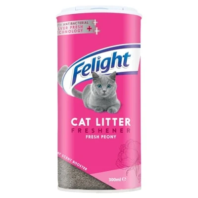 Image of Felight Antibacterial Cat Litter Freshener Powder, Floral Peony Scent Effective Odour Control, Longer Lasting Freshness, Made in the UK (300ml)