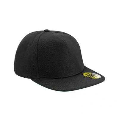 Image of Beechfield Original Flat Peak Retro Style Snapback Black/Black/Black