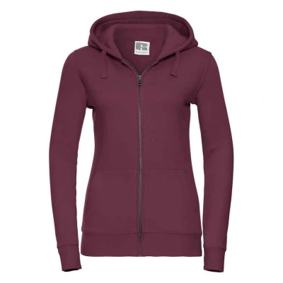 Image of Russell Athletic Womens/Ladies Authentic Full Zip Hoodie (Burgundy) Size Medium