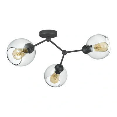 Image of Fairy Multi Arm Semi Flush Ceiling Lamp Black 3xE27