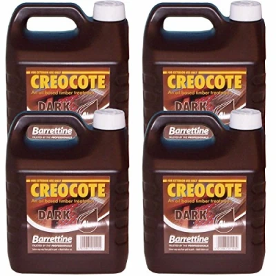 Image of 4 x 4L 16L Dark Barrettine Creocote Creosote Litre Fence Wood Treatment Waterproof