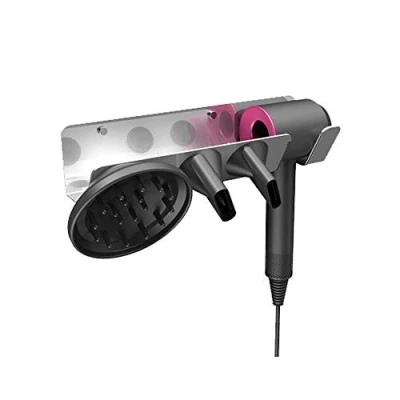 Image of Hosoncovy Hairdryer Wall Mount Holder Stand Blow Dryer Rack Hook Organizer for Dyson Supersonic Hair (Silver Right)