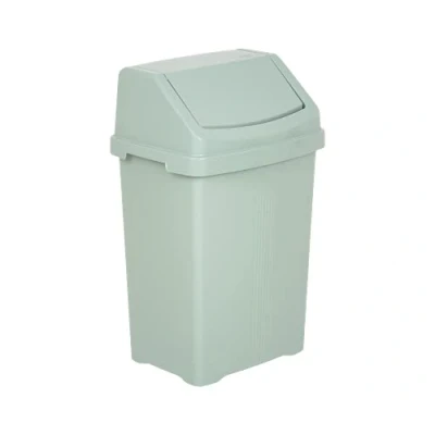 Image of Whatmore 3 x High Grade 50Lt Plastic Silver Sage Flip Top Waste Rubbish Bin