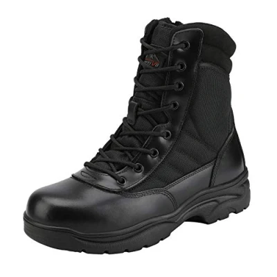 Image of NORTIV 8 Men&#039;s Work Boots Side Zipper Mid Ankle Outdoor Motorcycle Combat Bootie,Size 8W,Black,Trooper W